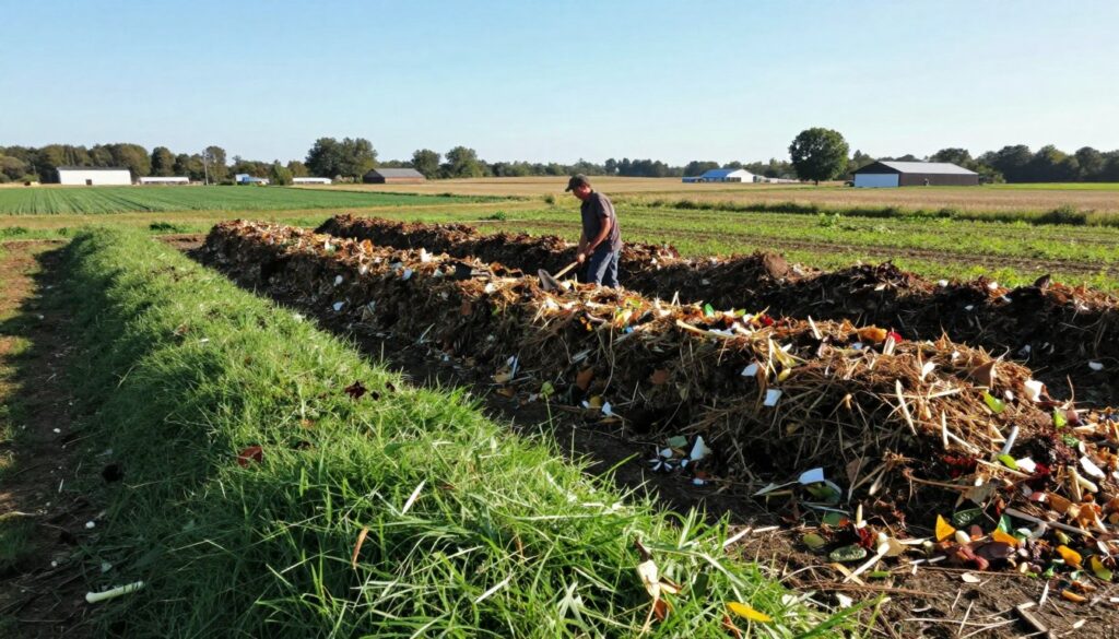 farm composting site selection and windrow setup