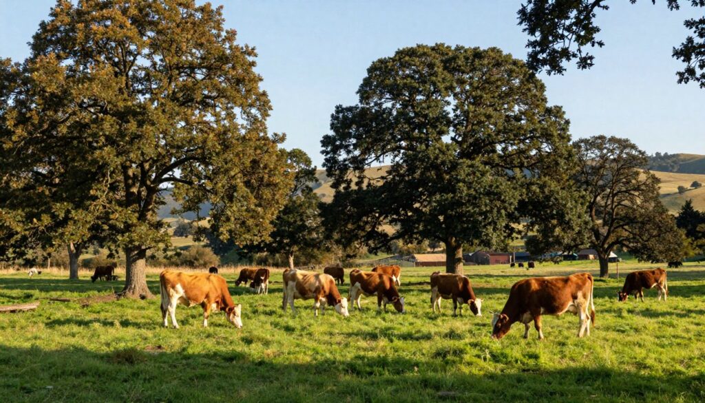 silvopasture system with trees and livestock