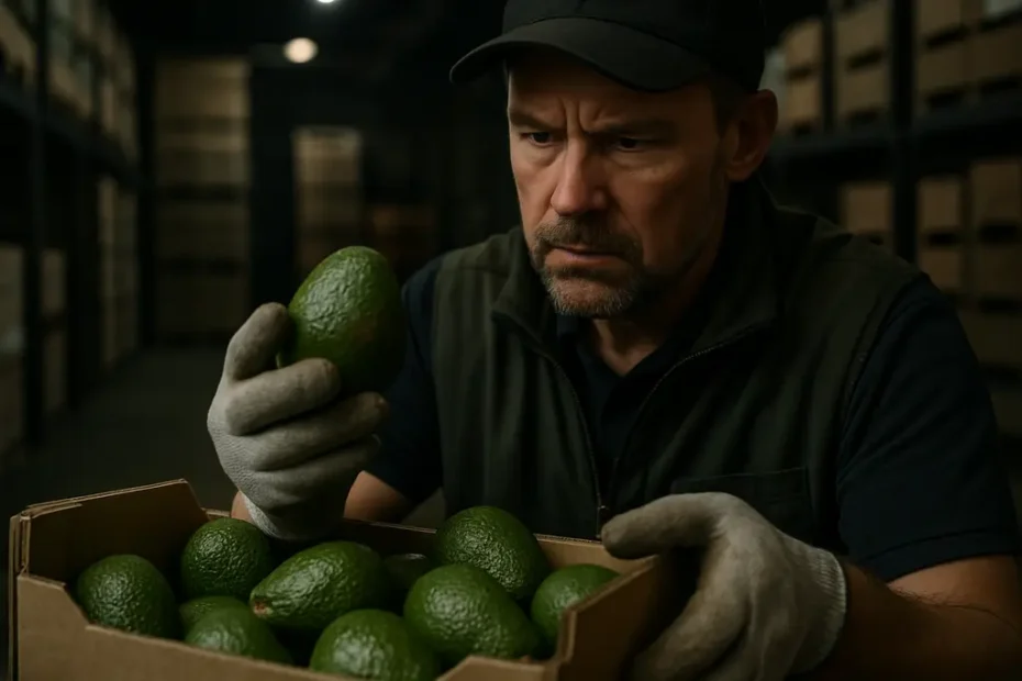Avocado export suspension shown through packed avocados awaiting shipment inspection