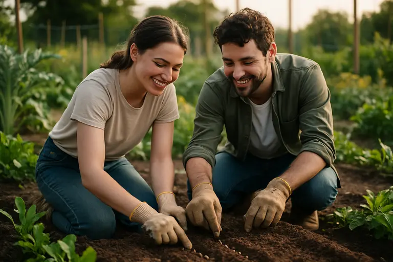 Farmer reviewing organic certification records beside vegetable rows