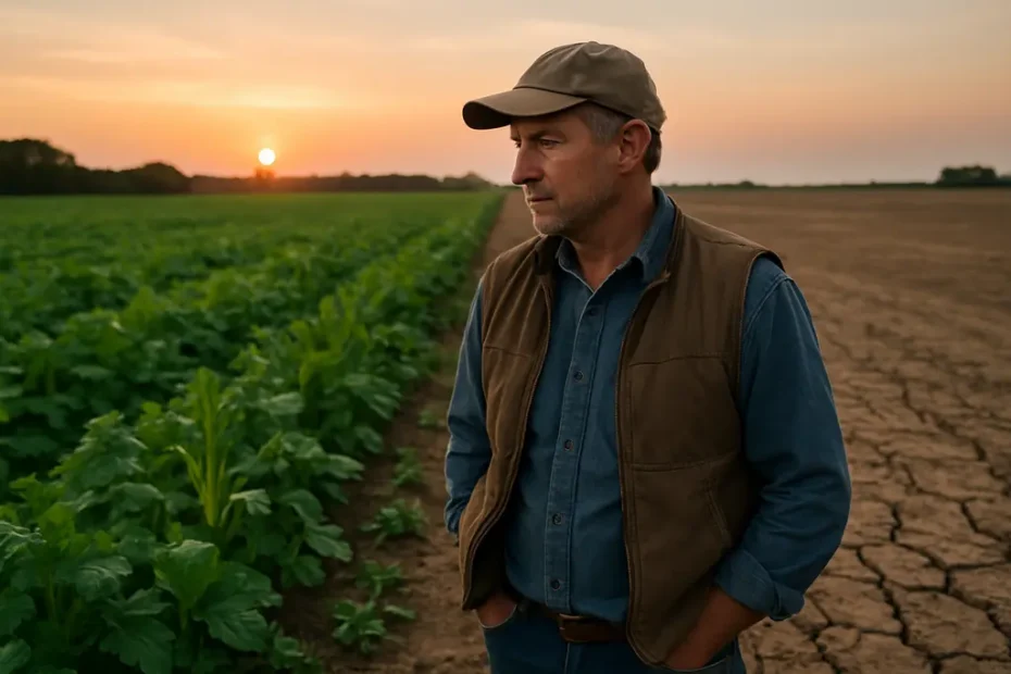 Sustainable Farming Adoption planning in a crop field with tablet and soil notes