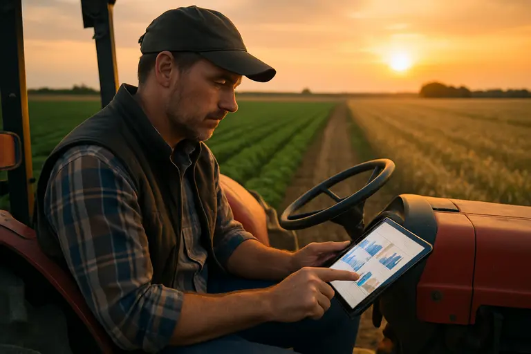 Researcher reviewing spectral crop data on a workstation