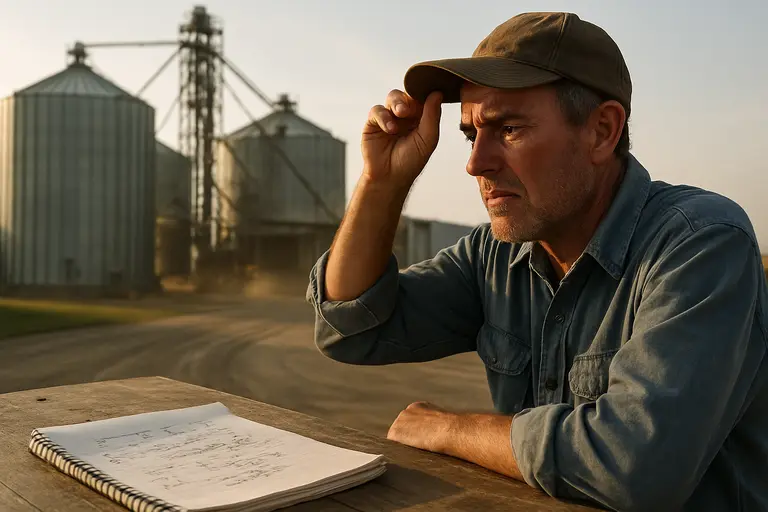 Harvested grain samples in small containers beside field notes