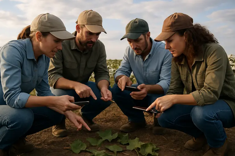 Multi-location crop trial plots with measured rows and field notes