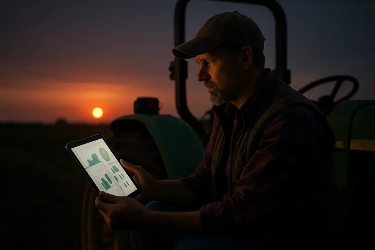 Notebook and crop samples on a farm table during harvest planning