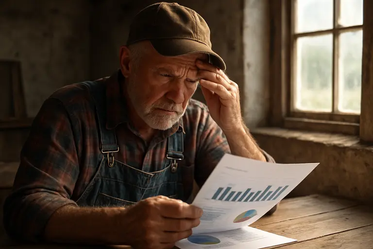 Producer comparing field notes with a digital farm map