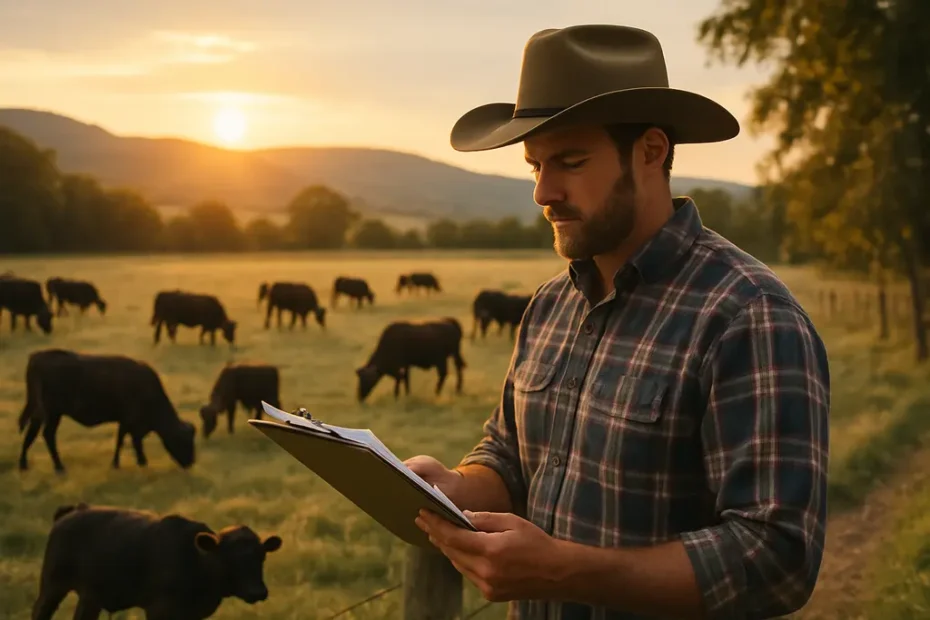 Rancher executive orders discussion with cattle grazing on open pasture