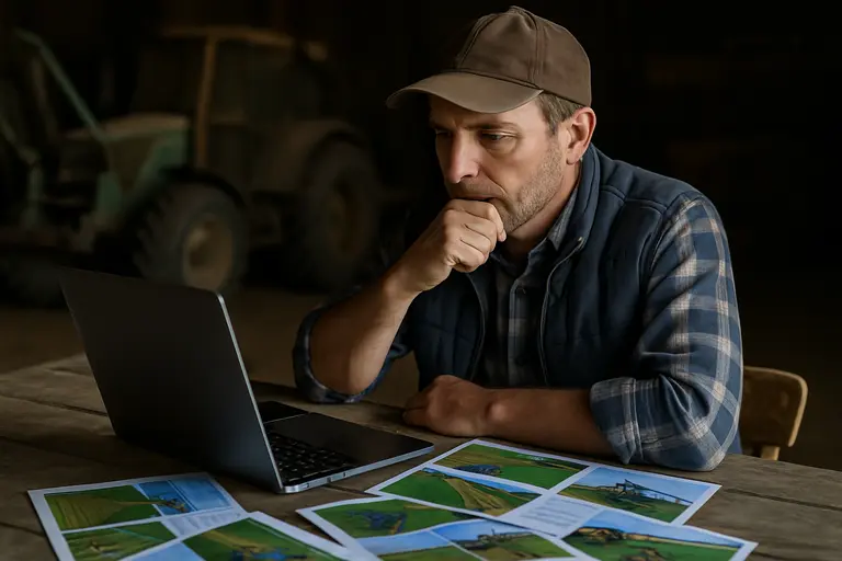 Tractor guidance screen inside a cab during field work